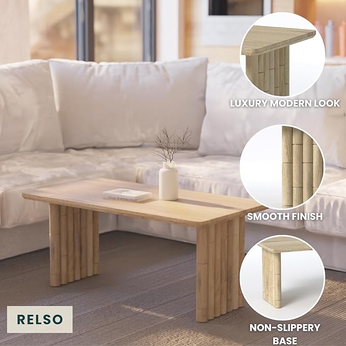 Bambos Coffee Table | Sold Mango Wood Center Table - Image 8