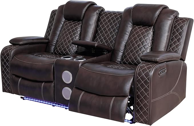 Ball & Cast Power Recliner Sofa Set Leather Reclining Sofa Set Living Room - Image 7