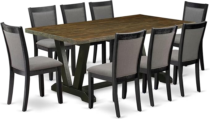 East West Furniture V677MZ650-9 9 Piece Dining Set Includes a Rectangle Dining by EastWestFurniture