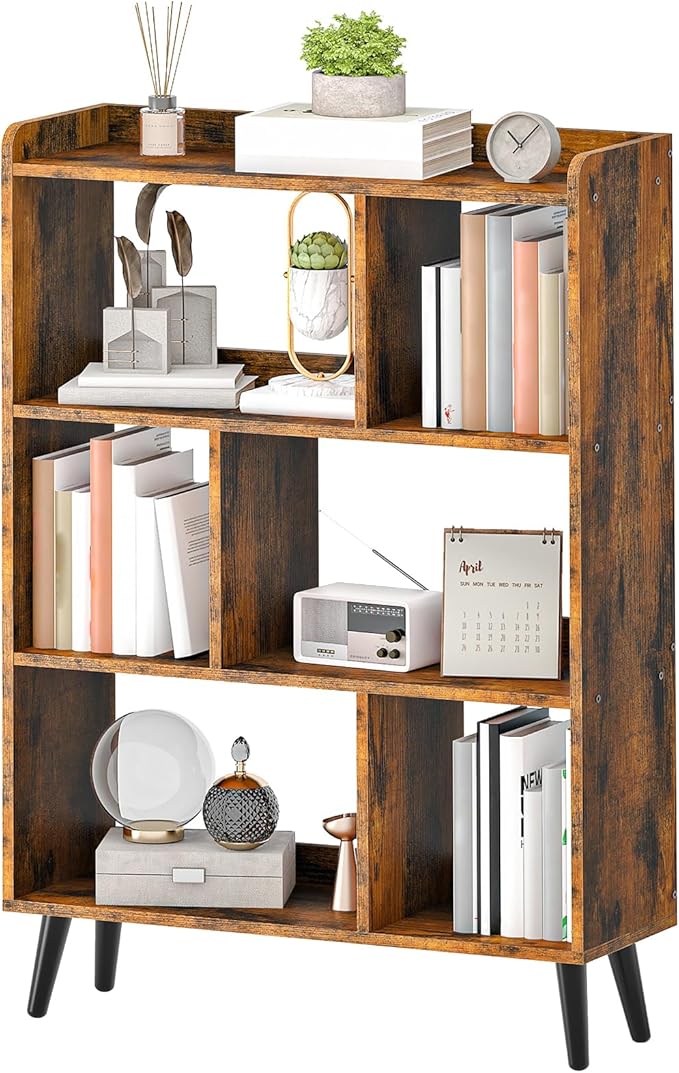HOOBRO 6 Cube Bookshelf, 4 Tier Bookcase by HOOBRO