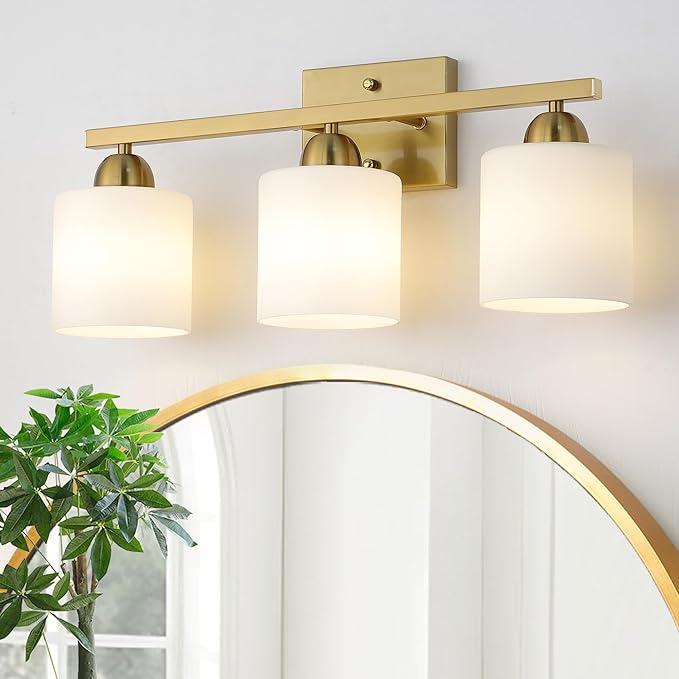 Stainless Steel Milk Glass Vanity Lights by MecgirnLighting
