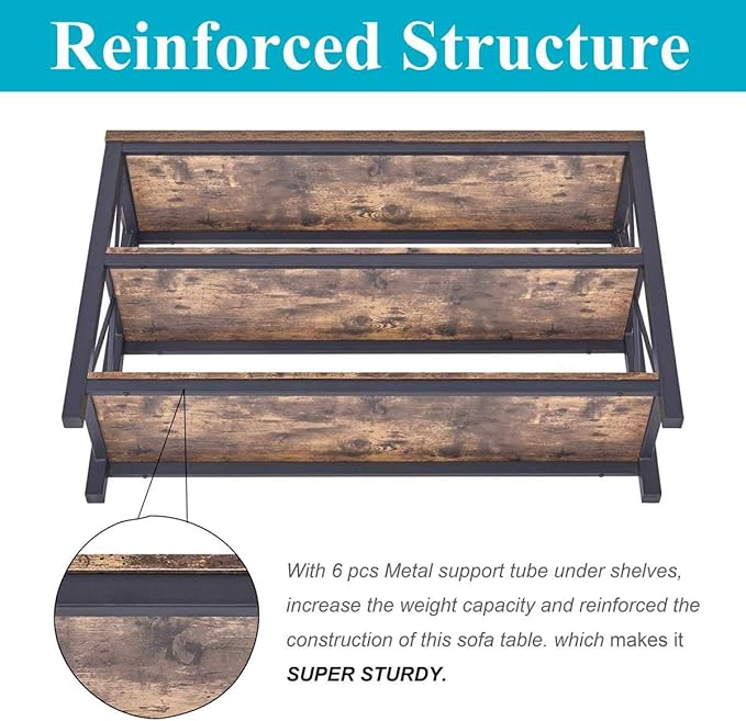 BON AUGURE Industrial Sofa Console Table - Image 5