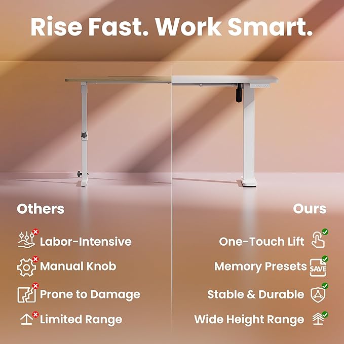 HUANUO 71 x 30 inch Electric Standing Desk Adjustable Height, 4 Memory Height - Image 5