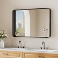 Koonmi Black Wall Mirror for Bathroom, 24x36 Inch Matte Deep Framed Rounded by KOONMI