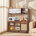 Tiita Kitchen Hutch with Countertop, 69” Rattan Solid Wood Pantry Cabinet with by TiitaHome