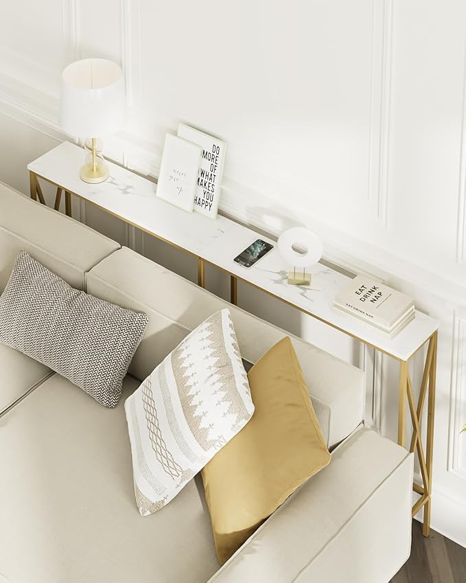 Masupu 63" Console Table, Modern Narrow Long Sofa Table Behind Couch, Skinny - Image 6