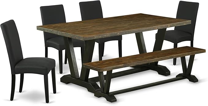 East West Furniture V677DR124-6 6 Piece Dining Table Set Contains a Rectangle by EastWestFurniture