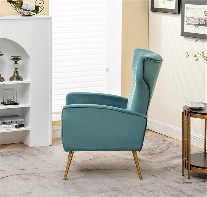 Container Furniture Direct Modern Velvet Accent Chair, Channel Tufted Bedroom - Image 4