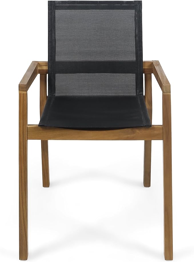 Merax Mesh Seating Solid Wood Dining Chairs Set of 2, French Country Style - Image 2