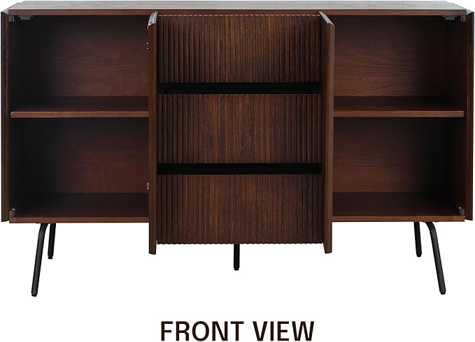 NTC Veil Sideboard with 2 Doors and 3 Drawers, Buffet Cabinet with Vertical - Image 4