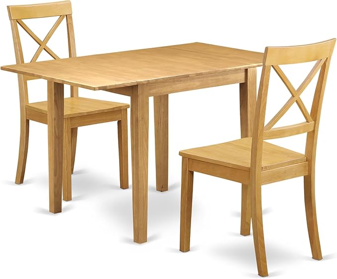 East West Furniture NDBO3-OAK-W 3 Piece Dining Room Table Set Contains a by EastWestFurniture