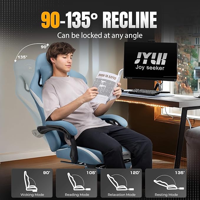 GTRACING Gaming Chair with Foot Rest & Pocket Spring Cushion, Breathable Fabric - Image 7