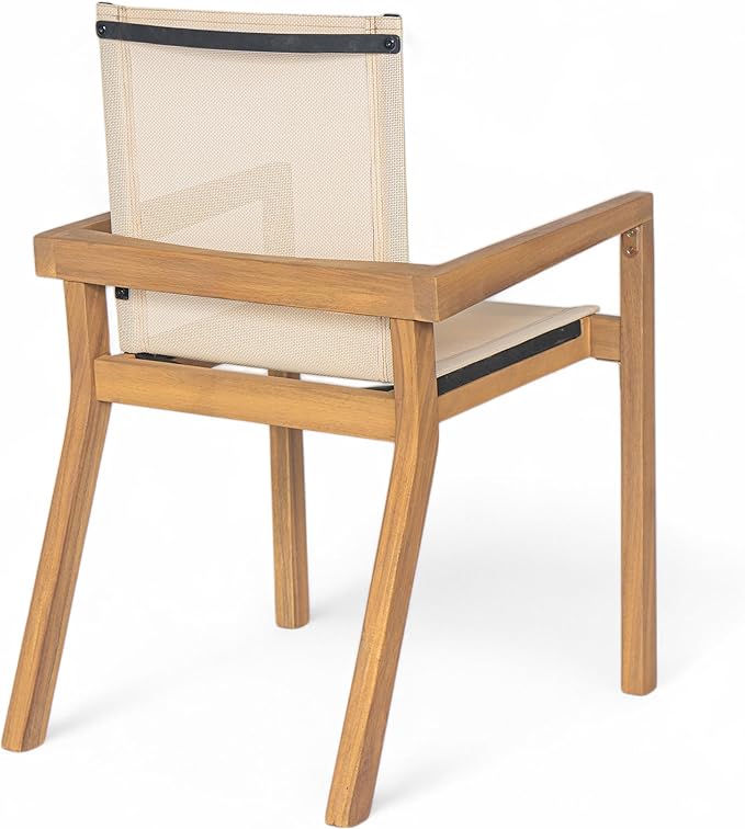 Merax Mesh Seating Solid Wood Dining Chairs Set of 2, French Country Style - Image 7