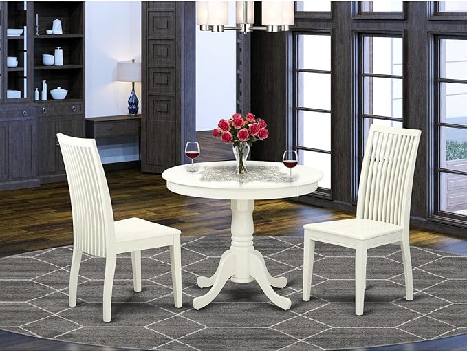 East West Furniture ANIP3-LWH-W 3 Piece Modern Dining Table Set Contains a - Image 6