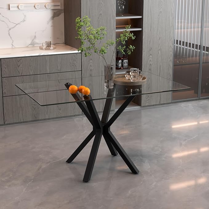 Tempered Glass Dining Table for 4, 48 Inch Rectangular Kitchen Table - Image 4