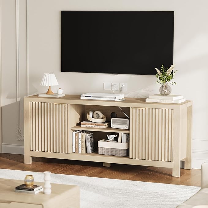 GarveeHome 59" TV Stand for TVs Up to 65 Inches, Mid Century Modern TV - Image 7