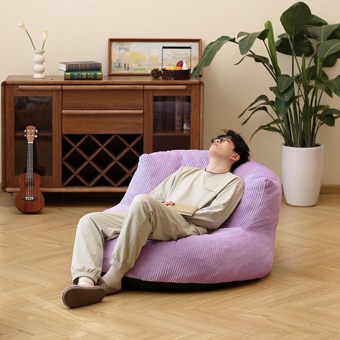 N&V Large Crescent Bean Bag Chair, Adult Size Bean Bag Sack, Foam Filling - Image 5