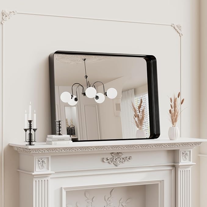 Koonmi Black Bathroom Mirror for Wall, 22x30 Inch Matte Metal Deep Framed - Image 4