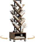 49" Rotating Tree Bookshelf, 7 Tier Double Sided Shelf, Wood Corner Bookshelf by WelcometoIABIFO