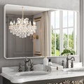 WEER White Bathroom Mirror 50X30 Inch, Rounded Rectangle White Metal Frame by WEER