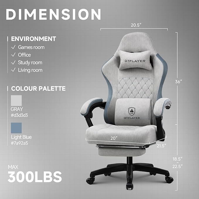 GTPLAYER Office Chair, Gaming Computer Desk Fabric Chair - Image 3
