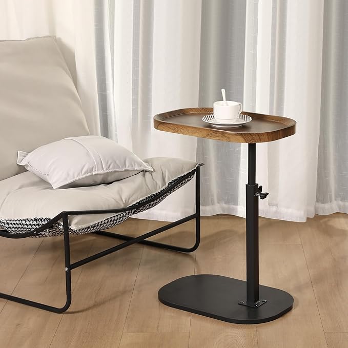 360° Swivel TV Tray Table for Dinner, Adjustable Small Bedside Table - Image 8