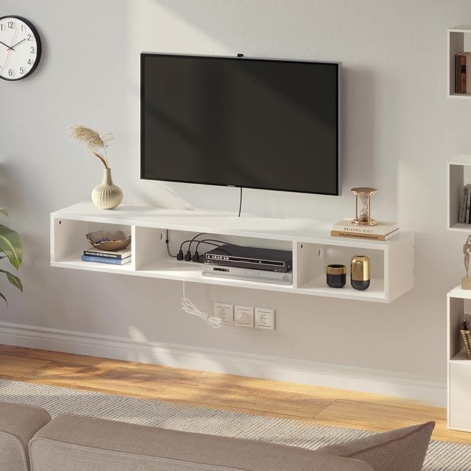 Rolanstar TV Stand with Power Outlet, Floating TV Stand with RGB Lights - Image 4