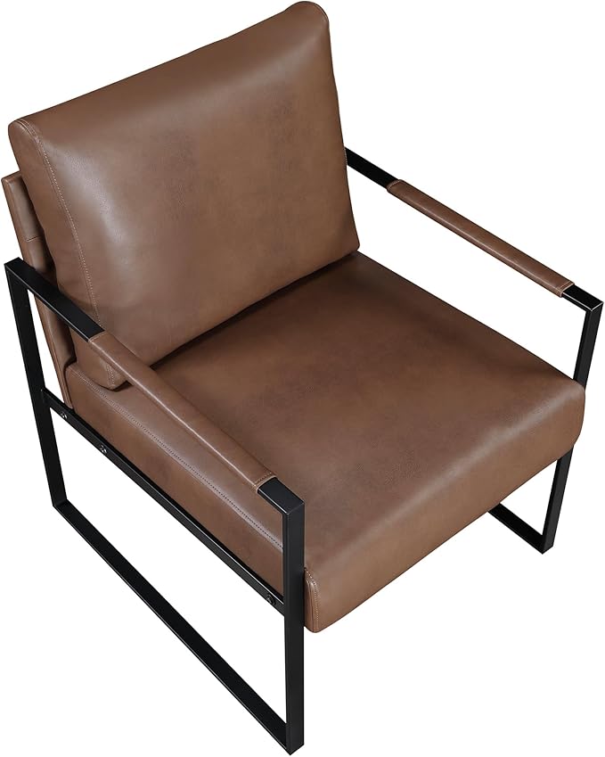 Lexicon Modern Accent Chair, Faux Leather Upholstered Living Room Chair - Image 7