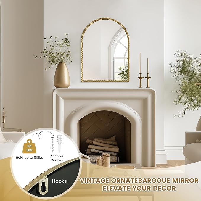 WallBeyond Gold Vintage Mirror for Vanity 24x32 Inch, Living Room - Image 6