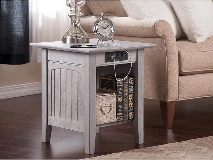 AFI Nantucket End Table with Built-in Charger in Driftwood - Image 4