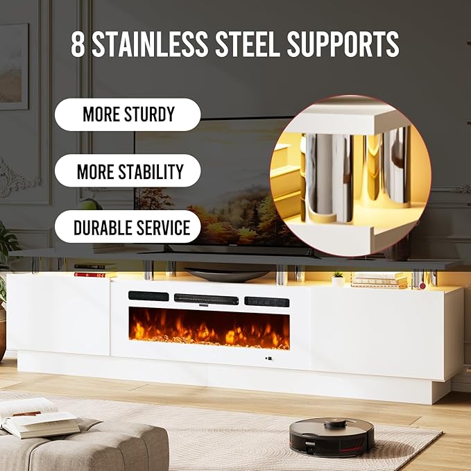 80" Entertainment Center & TV Stand, Modern Media Console - Image 9