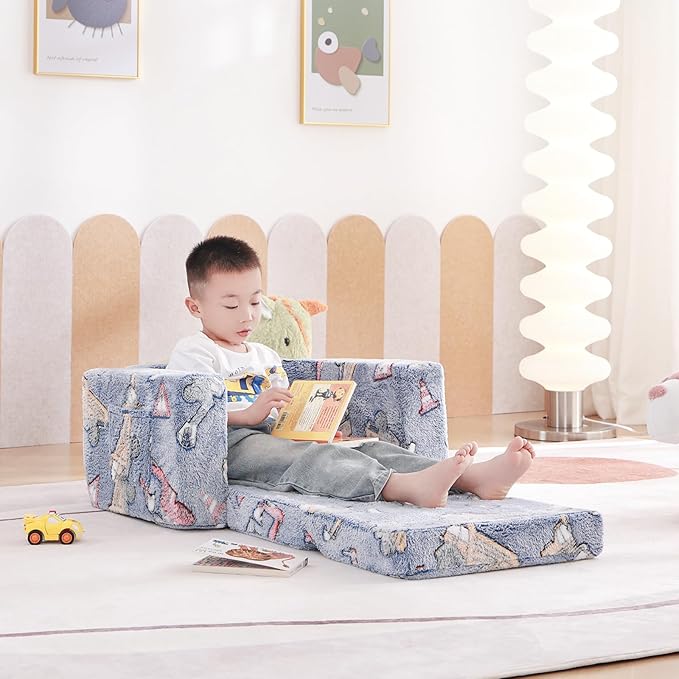 Tiita Kids Chair Couch, Folding Toddler Comfy Sofa Chairs, 2-in-1 Kids Plush - Image 5