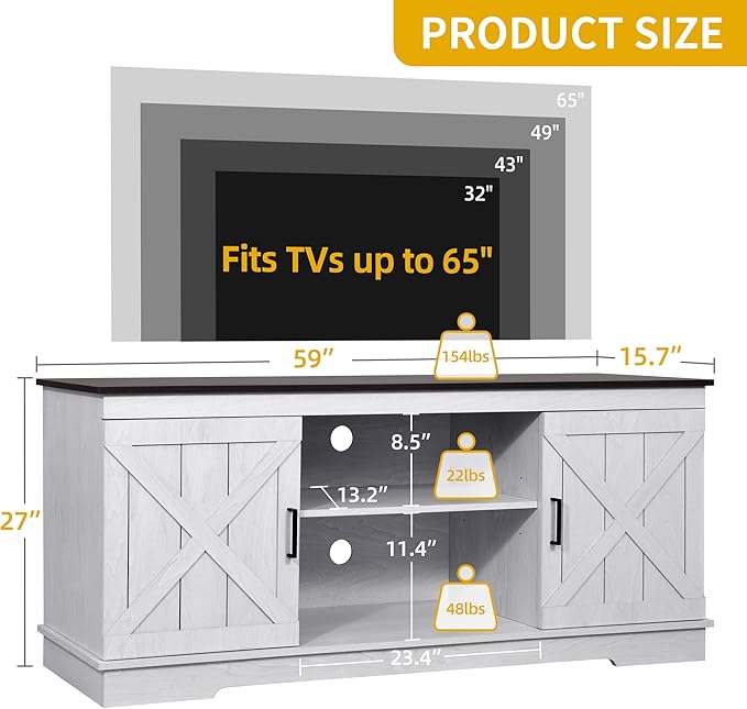 DWVO Farmhouse TV Stands for Living Room, Entertainment Center - Image 2