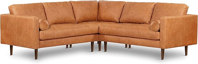 POLY & BARK Napa Leather Corner Sectional Sofa in Full-Grain Pure-Aniline by POLYBARK