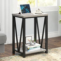 FOLUBAN End Table, Rustic Wood and Metal Side Table by FOLUBAN