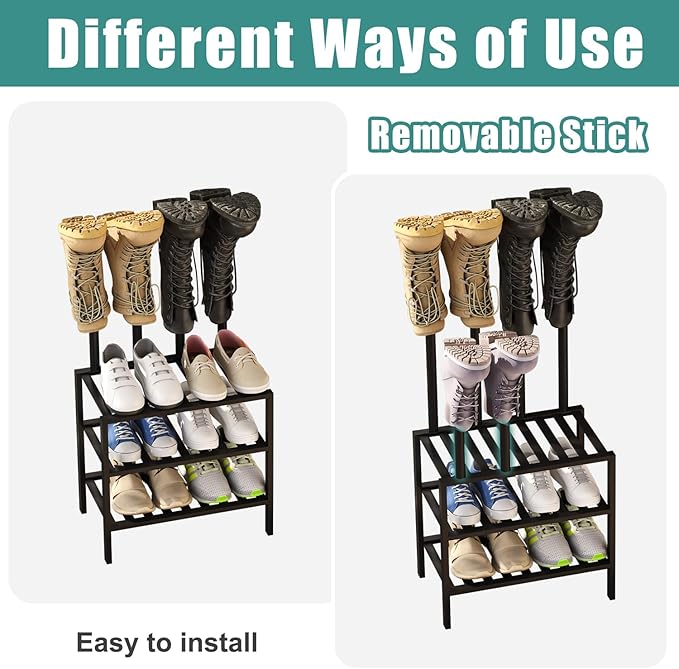 Black Boot Rack, Small Boot Rack Organizer Tall Boots - Image 4