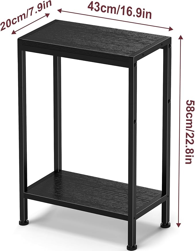 Narrow Side Table for Small Space Set of 2, 2-Tier Small End Table - Image 3