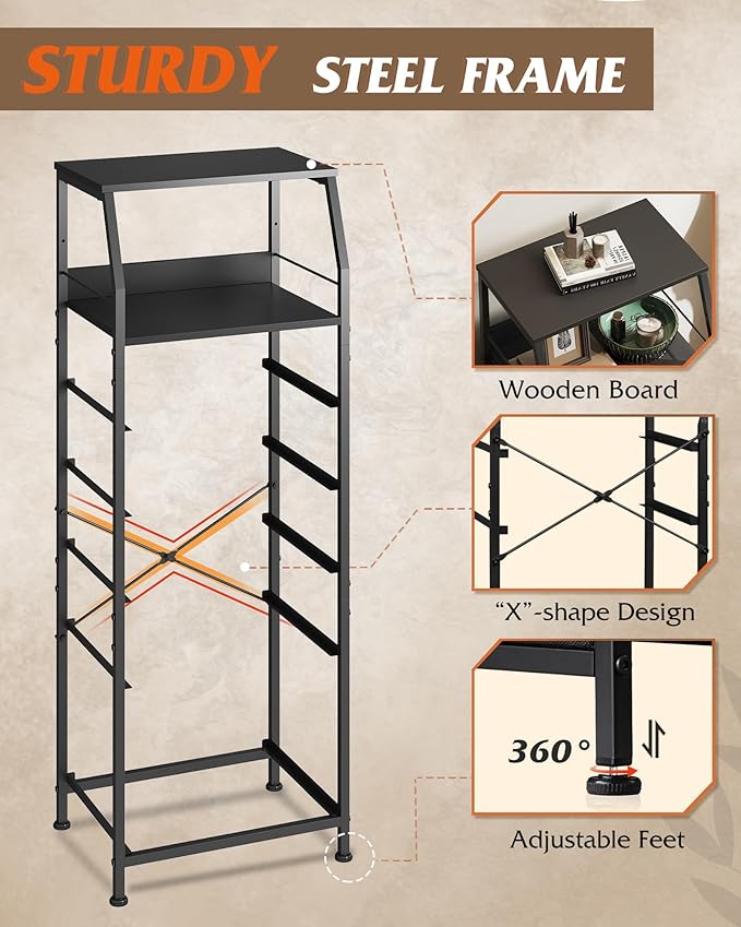 WLIVE Black Fabric Dresser for Bedroom, Tall Nightstand - Image 5