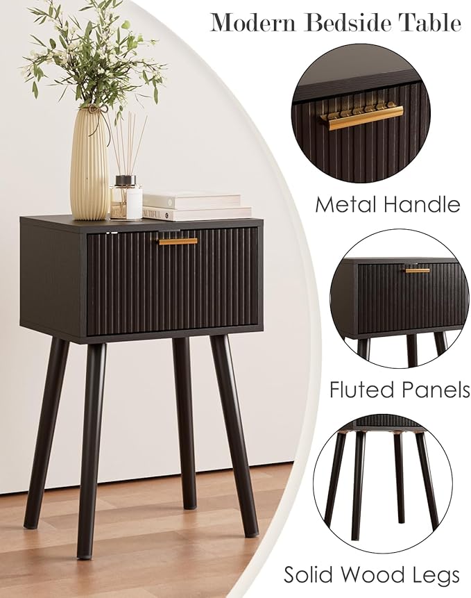 Night Stand Set 2, Small Modern Mid-Century Bedside Table - Image 6