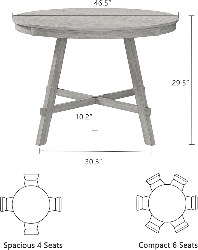 Round Solid Wood Dining Table, Part of Dining Table Set, Mix and Match Table - Image 2