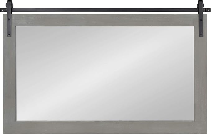Kate and Laurel Cates Farmhouse Horizontal Wood Framed Wall Mirror, 40 x 26 - Image 3
