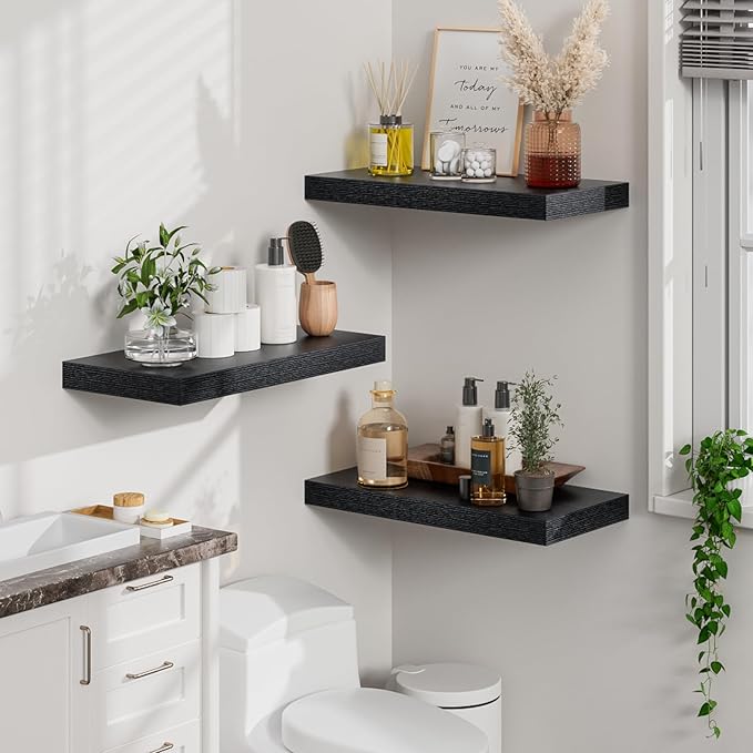 Heimlove 12" Deep Black Floating Shelves - Image 6