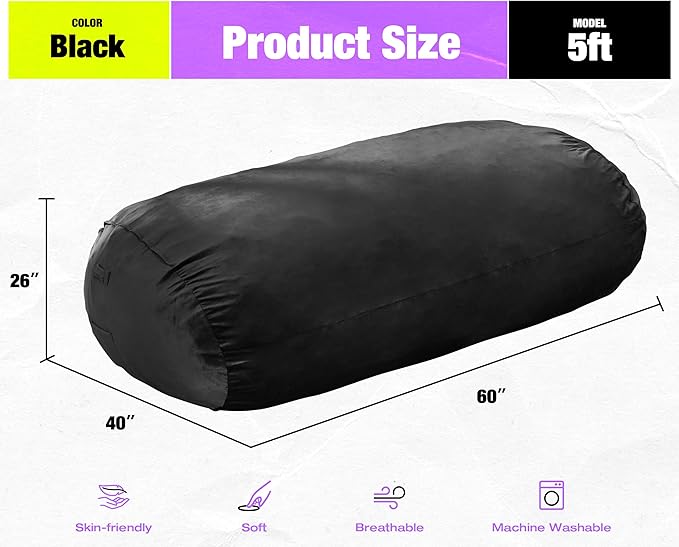 Hobestluk 5FT Bean Bag Chair Large Beanbag Lounger - Image 2