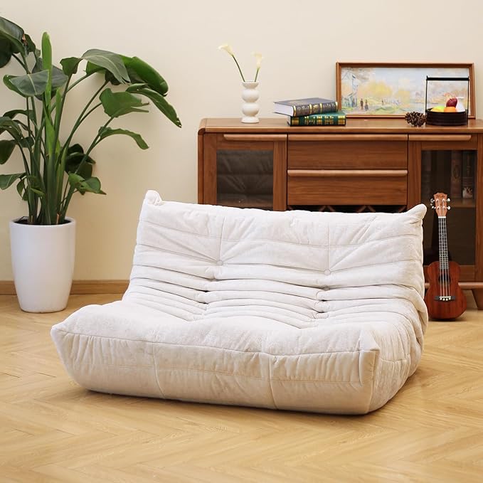 N&V Fireside Chair, Mid Century Armless Floor Sofa, Soft Premium Chenille Floor by NV
