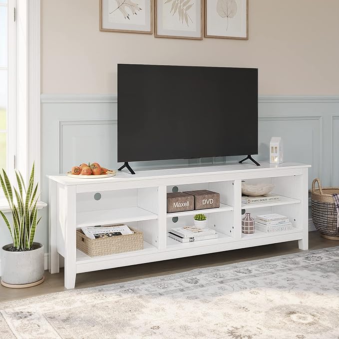 Panana TV Stand with 6 Cubby for 75 inch TV, Television Stands Entertainment - Image 6