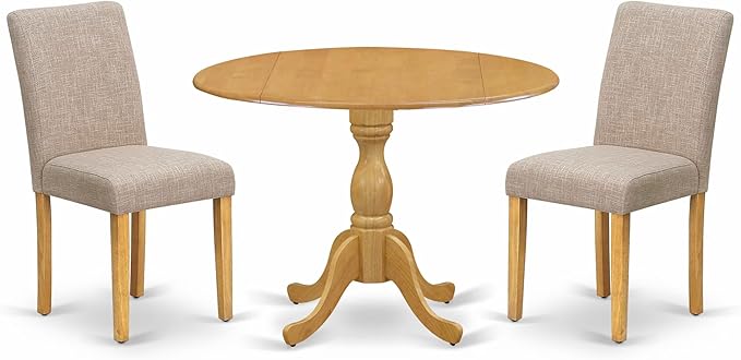 East West Furniture DMAB3-OAK-04 3 Piece Kitchen Table Set Contains a Round by EastWestFurniture