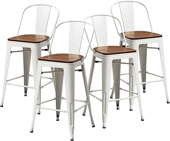 Changjie Furniture 24 Inches Metal Barstools Set of 4 Counter Height Bar Stools - Image 3