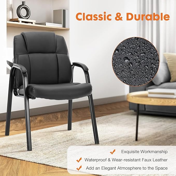 Sweetcrispy Waiting Room Office Guest Chairs Set of 2, PU Leather Big and Tall - Image 6