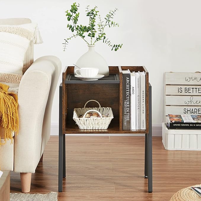 VECELO Nightstand Industrial End Table, Bedside Table - Image 2