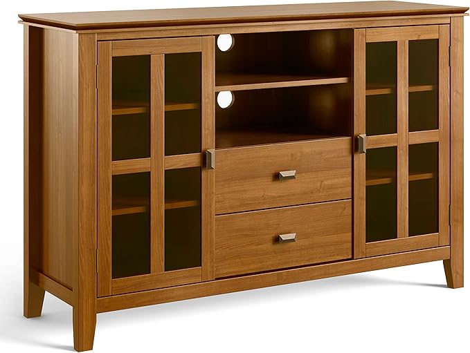 SIMPLIHOME Artisan SOLID WOOD 53 inch Wide Transitional TV Media Stand in Honey by SimpliHome